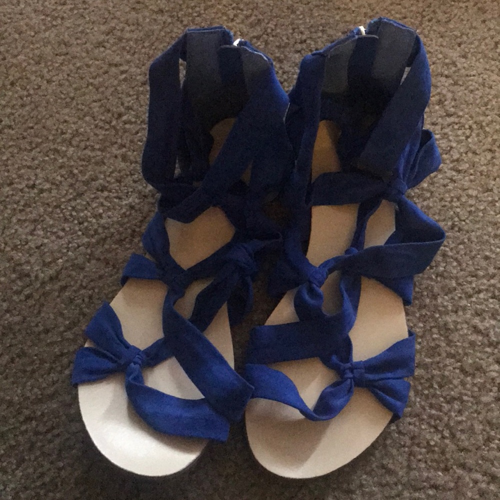 Blue gladiator sandals